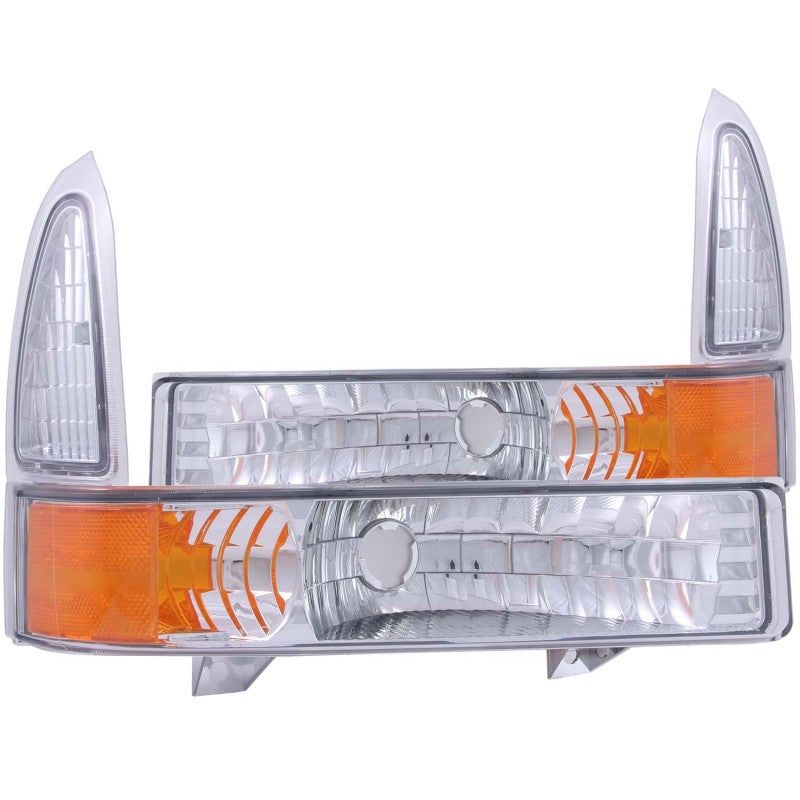 ANZO 511039 - ANZ511039 - ANZO 2000-2004 Ford Excursion Euro Parking Lights Chrome w/ Amber Reflector - Shipped in Europe - Tuningsupply.com