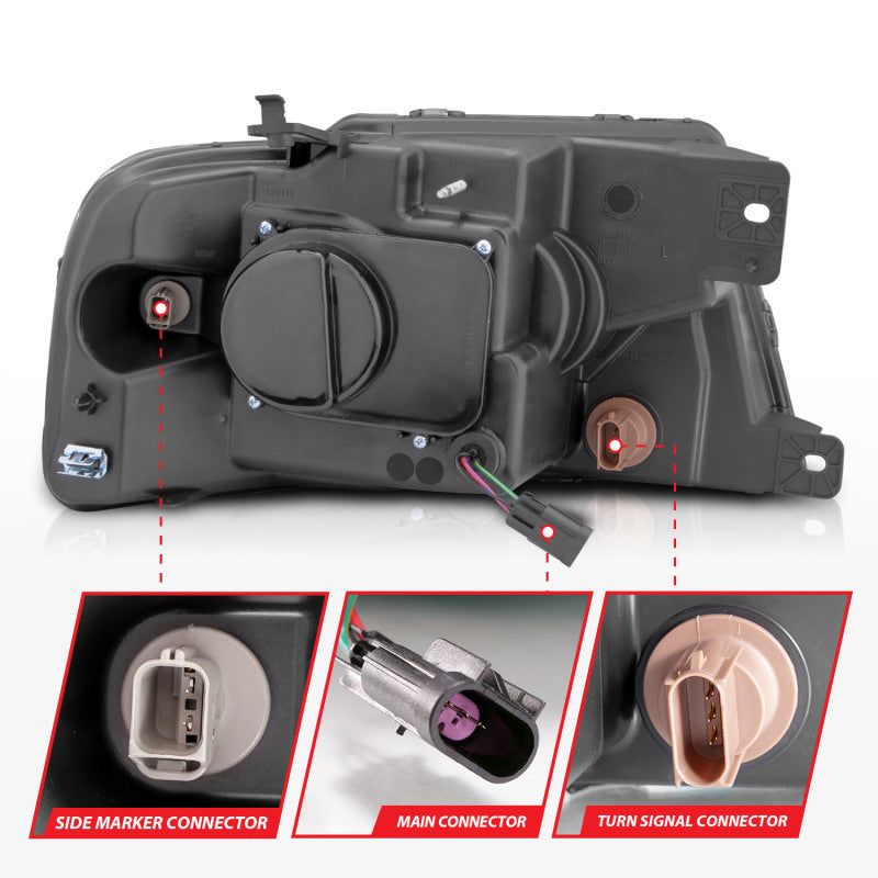 ANZO 111541 - ANZ111541 - ANZO 2004-2008 Ford F-150 Projector Headlights w/ Light Bar Black Housing - Shipped in Europe - Tuningsupply.com