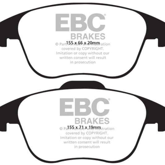 EBC DP21997 - EBCDP21997 - EBC 15-19 Audi Q3 2.0 Turbo Greenstuff Front Brake Pads - Shipped in Europe - Tuningsupply.com