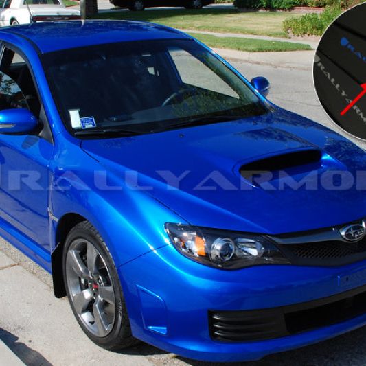 Rally Armor MF15-UR-BLK/BL - RALMF15-UR-BLK/BL - Rally Armor 08-11 Subaru STI (Hatch Only) / 11-14 WRX (Hatch Only) Black UR Mud Flap w/Blue Logo - Shipped in Europe - Tuningsupply.com