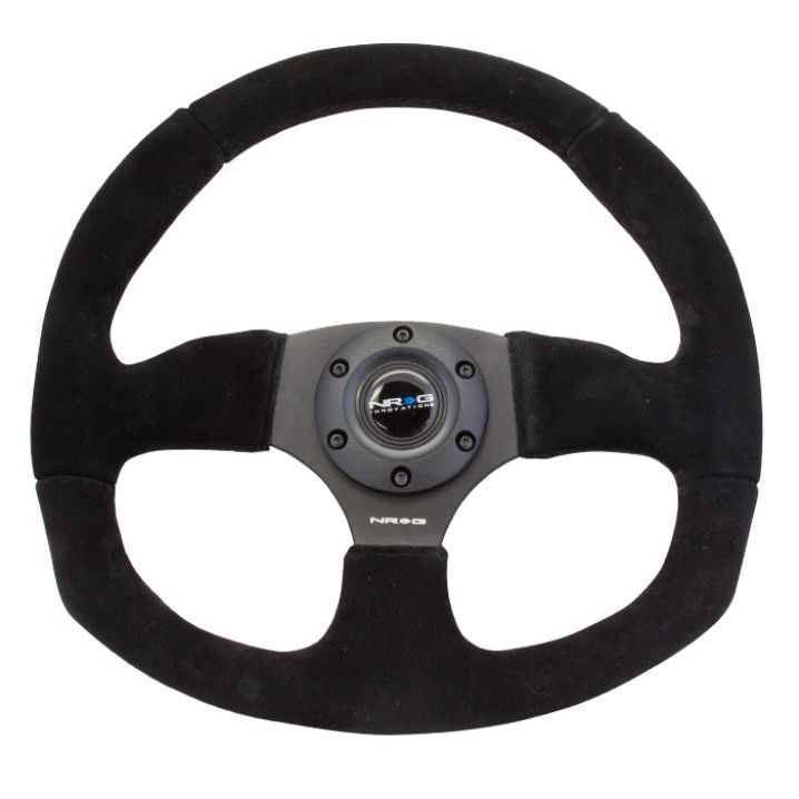 NRG RST-009S - NRGRST-009S - NRG Reinforced Steering Wheel (320mm Horizontal / 330mm Vertical) Black Suede w/Black Stitching - Shipped in Europe - Tuningsupply.com