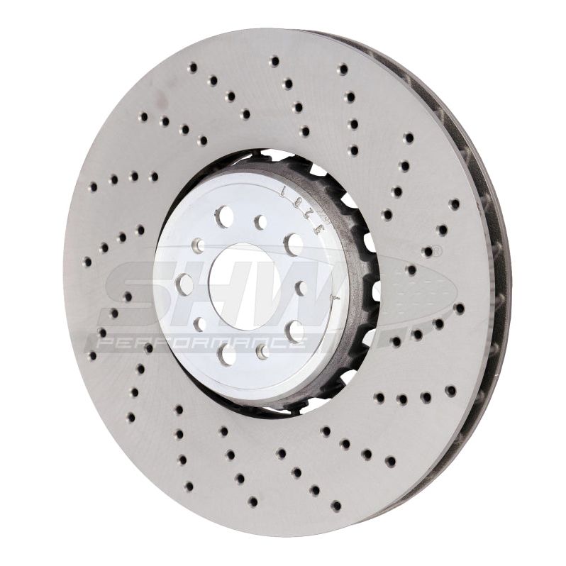 SHW Performance BFR42502 - SHWBFR42502 - SHW 18-21 BMW M5 4.4L Right Front Cross-Drilled Lightweight Brake Rotor (34117991102) - Shipped in Europe - Tuningsupply.com