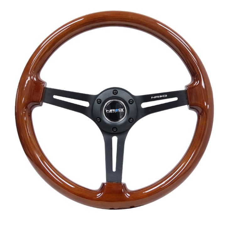 NRG RST-018BR-BK - NRGRST-018BR-BK - NRG Reinforced Steering Wheel (350mm / 3in. Deep) Brown Wood w/Blk Matte Spoke/Black Center Mark - Shipped in Europe - Tuningsupply.com