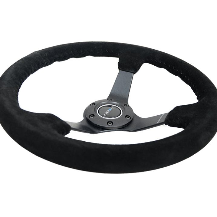 NRG RST-036MB-S-BK - NRGRST-036MB-S-BK - NRG Reinforced Steering Wheel (350mm / 3in. Deep) Blk Suede/Blk Bball Stitch w/5mm Matte Black Spoke - Shipped in Europe - Tuningsupply.com
