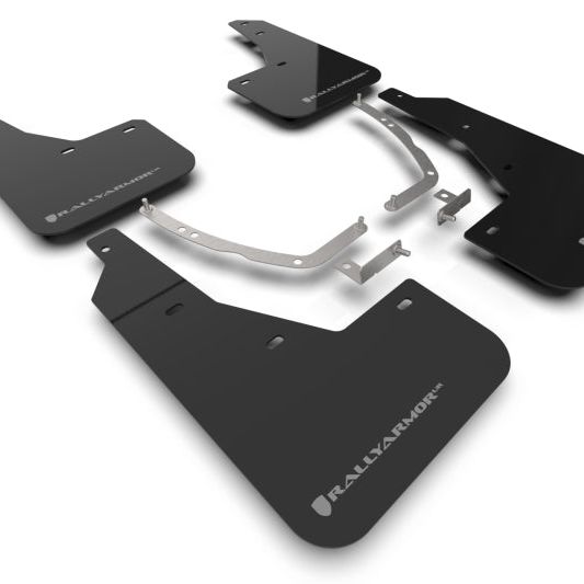 Rally Armor MF87-UR-BLK-SIL - RALMF87-UR-BLK-SIL - Rally Armor 22-24 Hyundai Ioniq 5 Black Mud Flap w/Silver Logo - Shipped in Europe - Tuningsupply.com