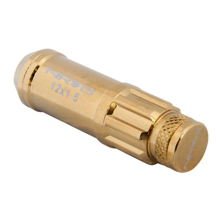 NRG LN-LS700CG-21 - NRGLN-LS700CG-21 - NRG 700 Series M12 X 1.5 Steel Lug Nut w/Dust Cap Cover Set 21 Pc w/Locks & Socket - Chrome Gold - Shipped in Europe - Tuningsupply.com
