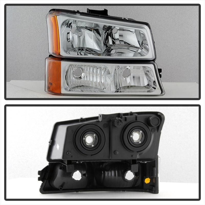 SPYDER 5064912 - SPY5064912 - xTune Chevy Silverado 2500HD 03-06 Crystal Headlights w/ Bumper Lights Chrome HD-JH-CSIL03-AM-C-SET - Shipped in Europe - Tuningsupply.com