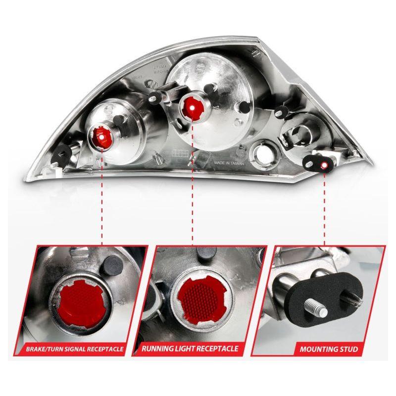 ANZO 221081 - ANZ221081 - ANZO 2000-2005 Mitsubishi Eclipse Taillights Black - Shipped in Europe - Tuningsupply.com