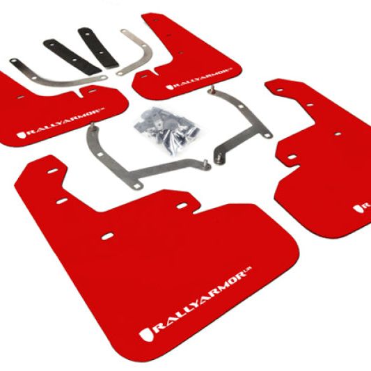 Rally Armor MF45-UR-RD/WH - RALMF45-UR-RD/WH - Rally Armor 17-23 Subaru Impreza 4D/5D Red UR Mud Flap w/White Logo - Shipped in Europe - Tuningsupply.com