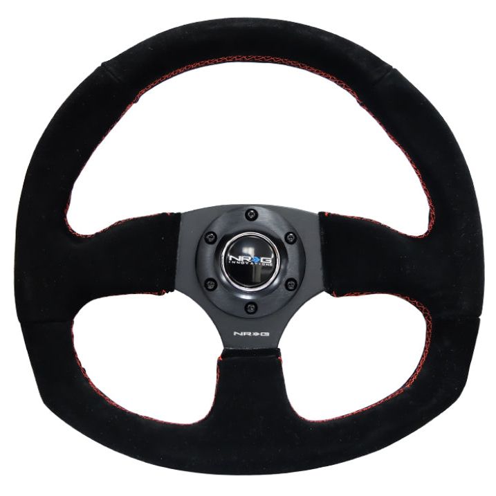 NRG RST-009S-RS - NRGRST-009S-RS - NRG Reinforced Steering Wheel (320mm Horizontal / 330mm Vertical) Suede w/Red Stitch - Shipped in Europe - Tuningsupply.com