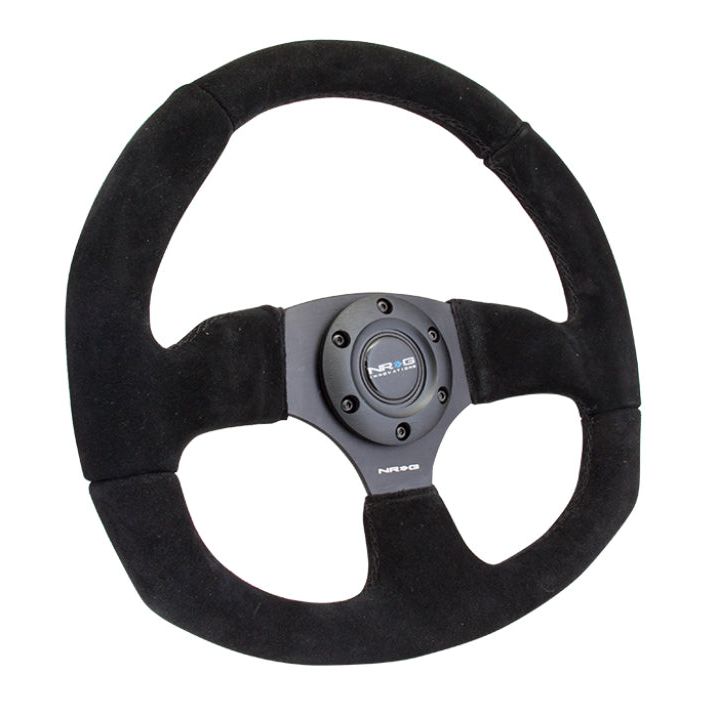 NRG RST-009S - NRGRST-009S - NRG Reinforced Steering Wheel (320mm Horizontal / 330mm Vertical) Black Suede w/Black Stitching - Shipped in Europe - Tuningsupply.com