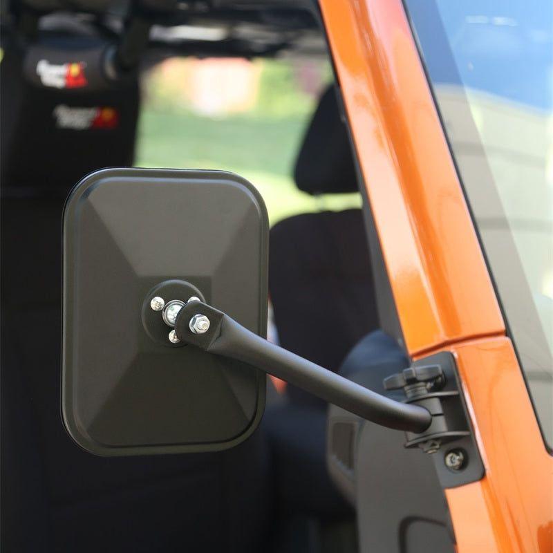 Rugged Ridge 11025.18 - RUG11025.18 - Rugged Ridge 97-18 Jeep Wrangler Textured Black Rectangluar Quick Release Mirror Kit - Shipped in Europe - Tuningsupply.com