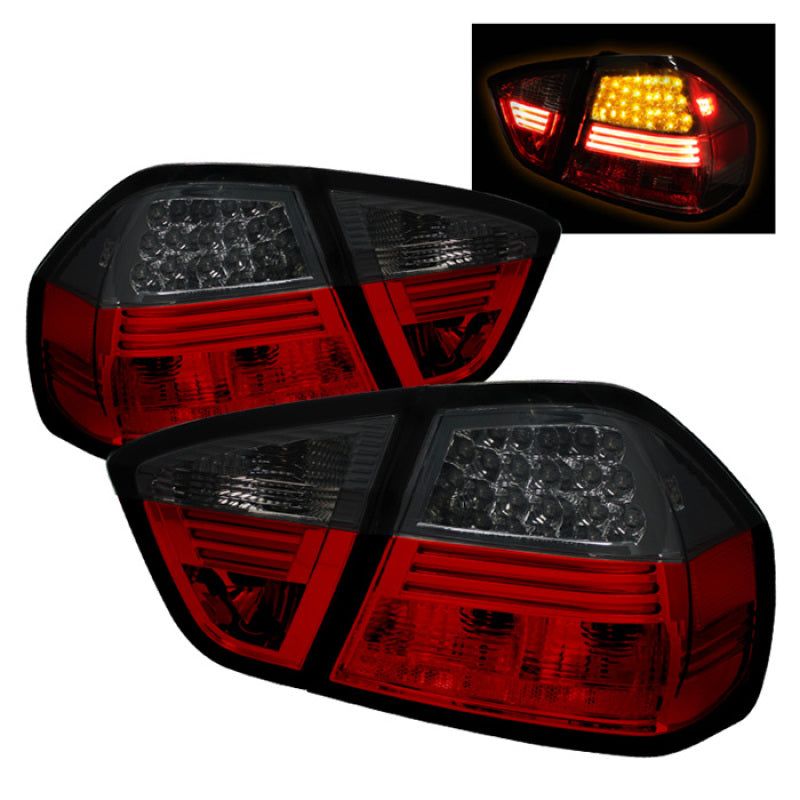SPYDER 5000910 - SPY5000910 - Spyder BMW E90 3-Series 06-08 4Dr LED Tail Lights Red Smoke ALT-YD-BE9006-LED-RS - Shipped in Europe - Tuningsupply.com