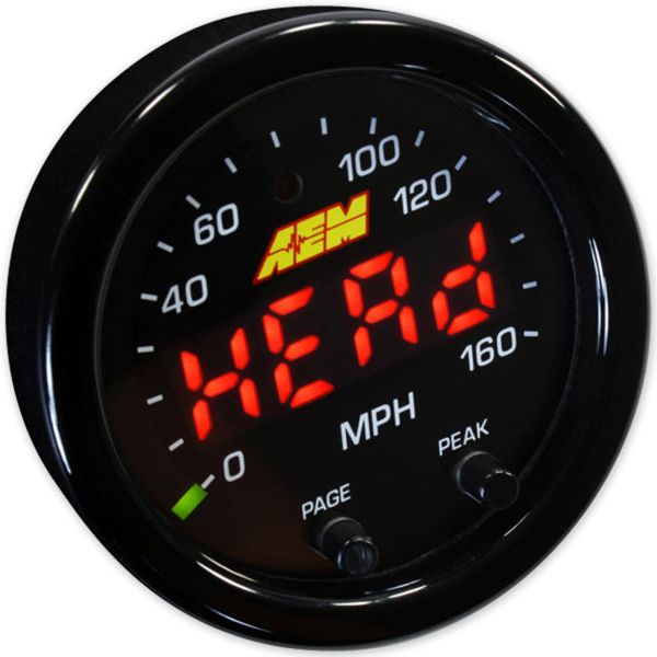 AEM 30-0313 - AEM30-0313 - AEM X-Series 0-160 MPH Black Bezel w/ Black Face GPS Speedometer Gauge - Shipped in Europe - Tuningsupply.com