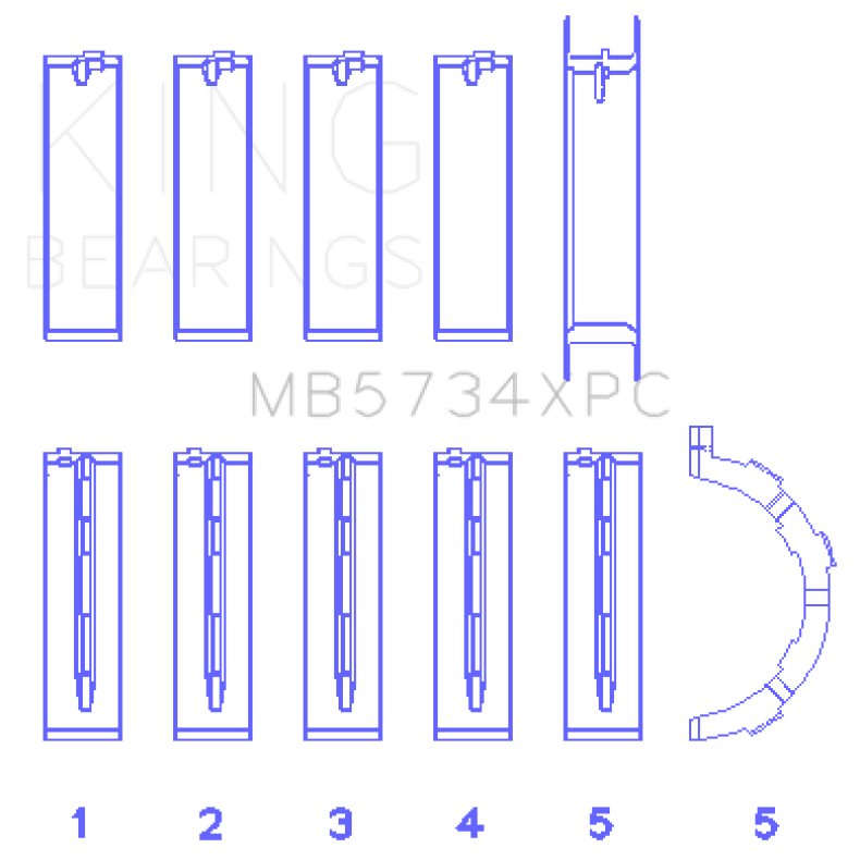 King Engine Bearings GMB5734XPC - KINGMB5734XPC - King Engine Bearings Ford 302 CID Coyote (Size STD) Performance Coated Main Bearing Set - Size STD - Shipped in Europe - Tuningsupply.com