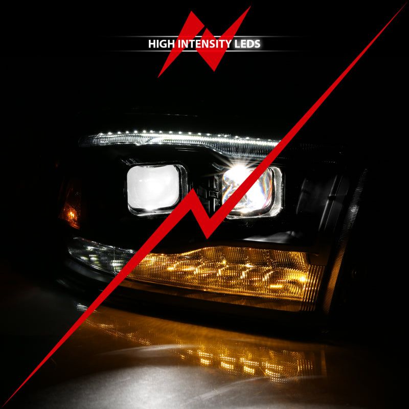 ANZO 111464 - ANZ111464 - ANZO 2009-2018 Dodge Ram 1500 Led Projector Plank Style Switchback H.L Halo Black Amber (OE Style) - Shipped in Europe - Tuningsupply.com