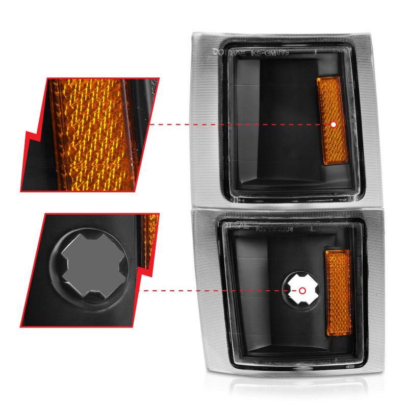 ANZO 521042 - ANZ521042 - ANZO 1994-1998 Chevrolet Blazer Corner Lights Black Housing Clear Lens w/ Amber Reflector - Shipped in Europe - Tuningsupply.com