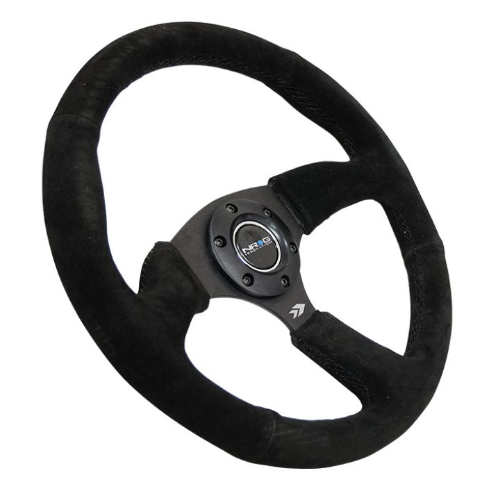 NRG RST-023MB-S - NRGRST-023MB-S - NRG Reinforced Steering Wheel (350mm / 2.5in. Deep) Blk Suede Comfort Grip w/5mm Matte Blk Spokes - Shipped in Europe - Tuningsupply.com