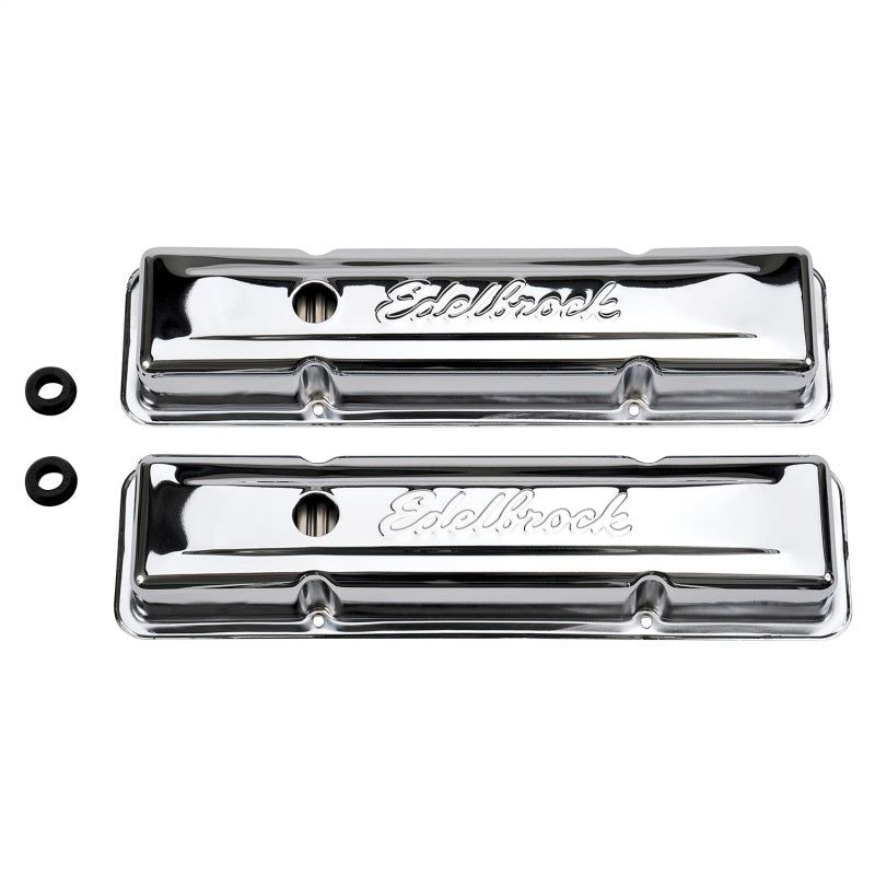 Edelbrock 4449 - EDE4449 - Edelbrock Valve Cover Signature Series Chevrolet 1959-1986 262-400 CI V8 Low Chrome - Shipped in Europe - Tuningsupply.com