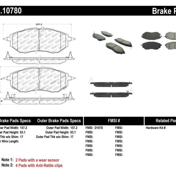 Stoptech 309.10780 - STO309.10780 - StopTech Performance 05-08 Legacy 2.5 GT Front Brake Pads - Shipped in Europe - Tuningsupply.com