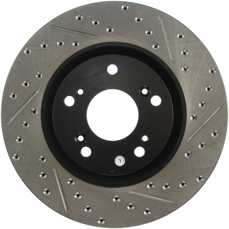 Stoptech 127.40057L - STO127.40057L - StopTech 02-06 Acura RSX Type S / 06-09 Honda Civic Si Slotted & Drilled Left Front Rotor - Shipped in Europe - Tuningsupply.com