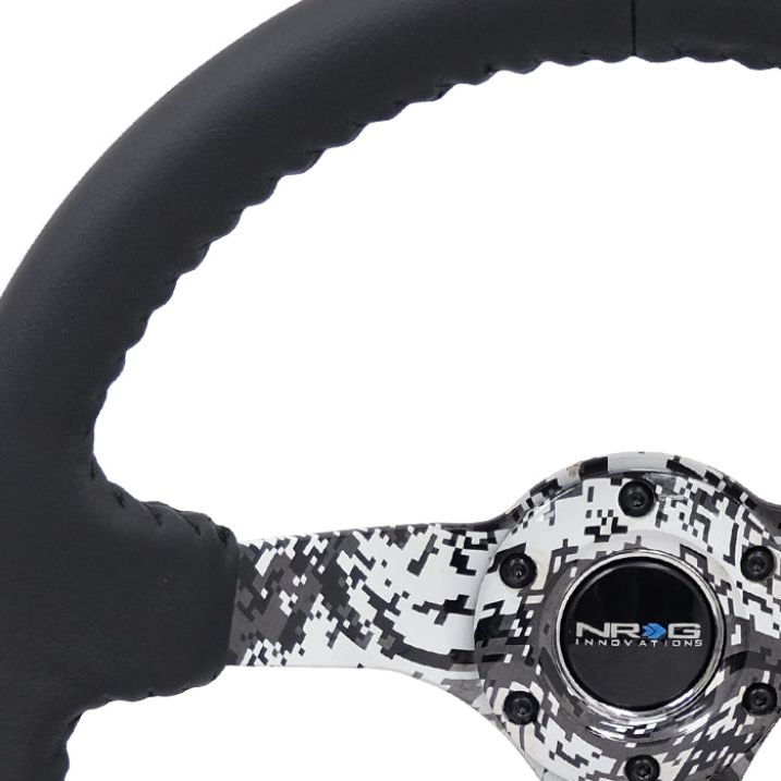 NRG RST-036DC-R - NRGRST-036DC-R - NRG Reinforced Steering Wheel (350mm / 3in. Deep) Blk Leather w/Hydrodipped Digi-Camo Spokes - Shipped in Europe - Tuningsupply.com