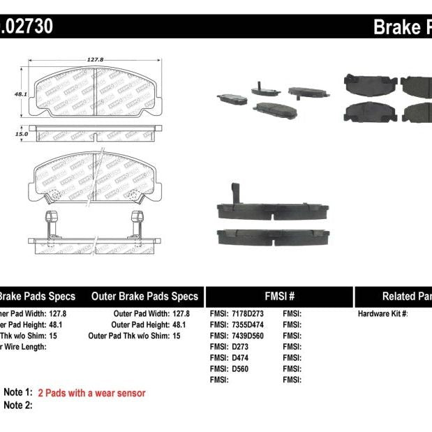 Stoptech 309.02730 - STO309.02730 - StopTech Performance 93-00 Honda Civic DX w/ Rr Drum Brakes Front Brake Pads - Shipped in Europe - Tuningsupply.com