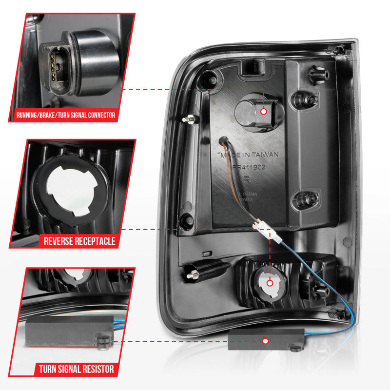 ANZO 311343 - ANZ311343 - ANZO 2004-2006 Ford F-150 LED Tail Lights w/ Light Bar Black Housing Smoke Lens - Shipped in Europe - Tuningsupply.com