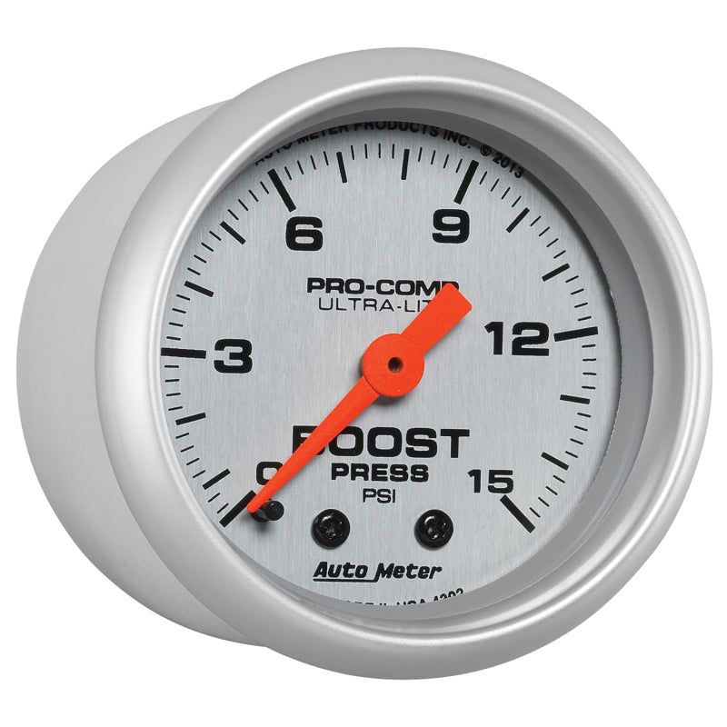 AutoMeter 4302 - ATM4302 - Autometer Ultra-Lite 52mm 0-15 PSI Mechanical Boost Gauge - Shipped in Europe - Tuningsupply.com
