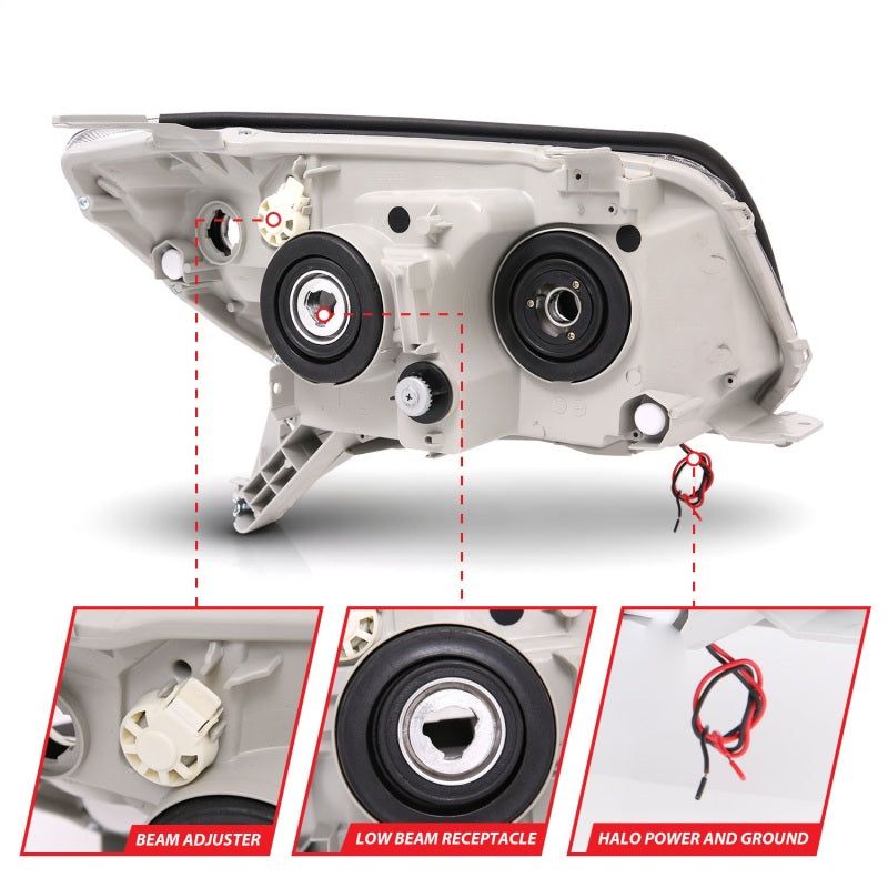 ANZO 111320 - ANZ111320 - ANZO 2006-2009 Toyota 4Runner Projector Headlights w/ Halo Black - Shipped in Europe - Tuningsupply.com