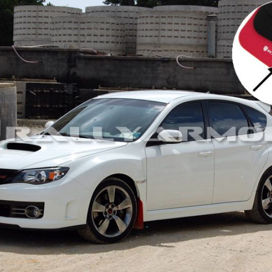Rally Armor MF15-UR-RD/WH - RALMF15-UR-RD/WH - Rally Armor 08-11 Subaru STI (Hatch Only) / 11-14 WRX (Hatch Only) Red UR Mud Flap w/White Logo - Shipped in Europe - Tuningsupply.com