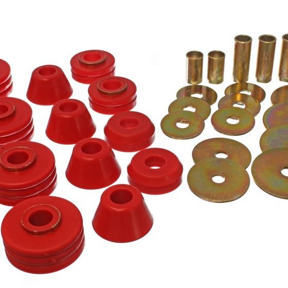 Energy Suspension 3.4109R - ENG3.4109R - Energy Suspension 73-80 GM 1/2 Ton C-10/C1500 Pick Up 2WD Red Body (Cab) Mount Set - Shipped in Europe - Tuningsupply.com