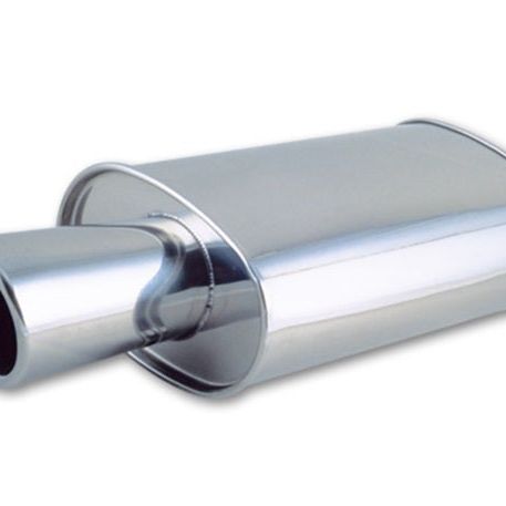 Vibrant 1046 - VIB1046 - Vibrant StreetPower Oval Muffler with 4in Round Tip Angle Cut Rolled Edge - 2.5in inlet I.D. - Shipped in Europe - Tuningsupply.com