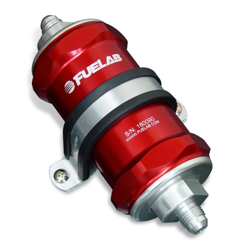 Fuelab 81801-2 - FLB81801-2 - Fuelab 818 In-Line Fuel Filter Standard -6AN In/Out 10 Micron Fabric - Red - Shipped in Europe - Tuningsupply.com