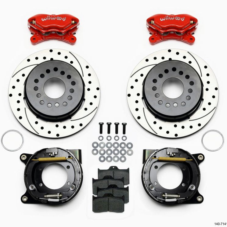 Wilwood 140-7141-DR - WIL140-7141-DR - Wilwood Forged Dynalite P/S P-B Kit Drilled-Red Chevy 12 Bolt w/ C-Clips - Shipped in Europe - Tuningsupply.com