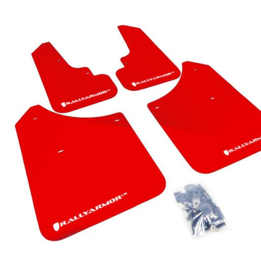 Rally Armor MF5-UR-RD/WH - RALMF5-UR-RD/WH - Rally Armor 03-08 Subaru Forester Red UR Mud Flap w/ White Logo - Shipped in Europe - Tuningsupply.com