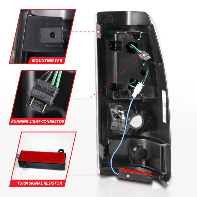 ANZO 311333 - ANZ311333 - ANZO 2003-2006 Chevy Silverado 1500 LED Taillights Plank Style Black w/Clear Lens - Shipped in Europe - Tuningsupply.com