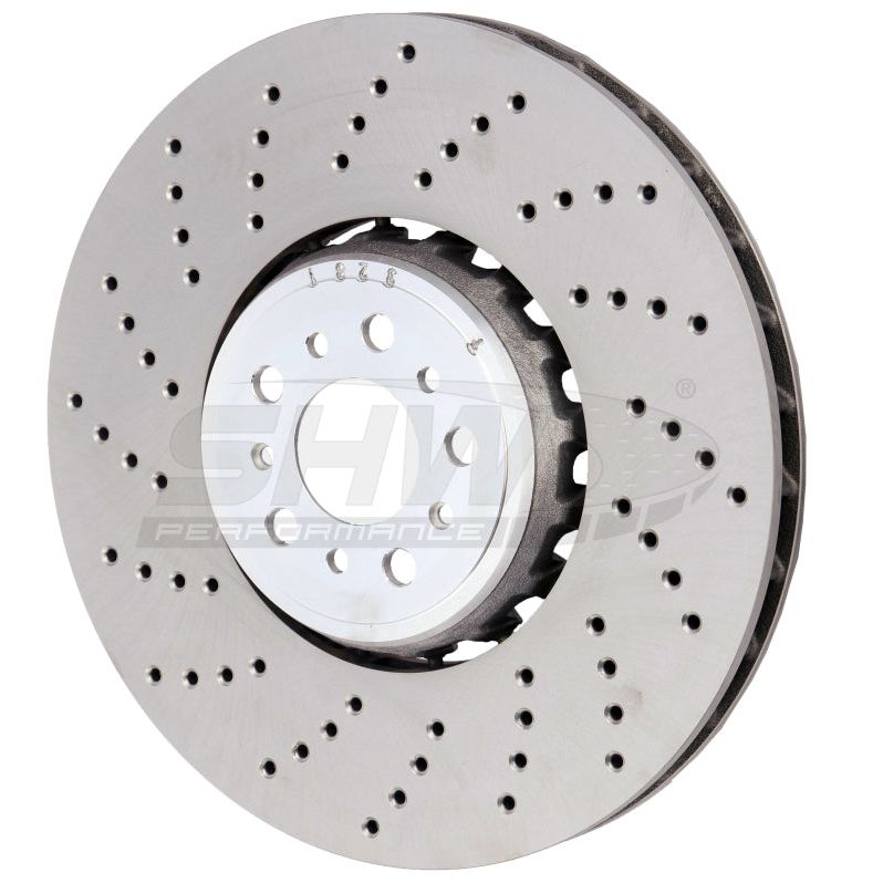 SHW Performance BFL42501 - SHWBFL42501 - SHW 18-21 BMW M5 4.4L Left Front Cross-Drilled Lightweight Brake Rotor (34117991101) - Shipped in Europe - Tuningsupply.com
