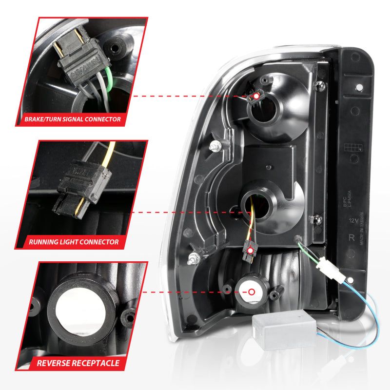 ANZO 311372 - ANZ311372 - ANZO 2002-2009 Chevrolet Trailblazer LED Tail Lights w/ Light Bar Black Housing Smoke Lens - Shipped in Europe - Tuningsupply.com
