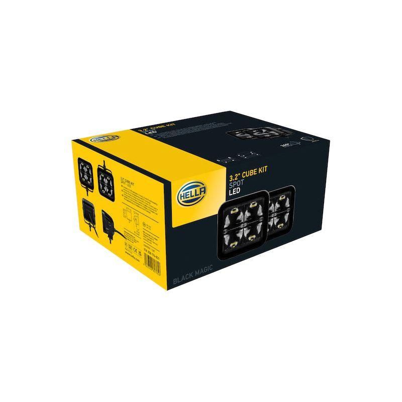 Hella LA358176821 - HELLA358176821 - Hella Universal Black Magic 3.2in L.E.D. Cube Kit - Spot Beam - Shipped in Europe - Tuningsupply.com