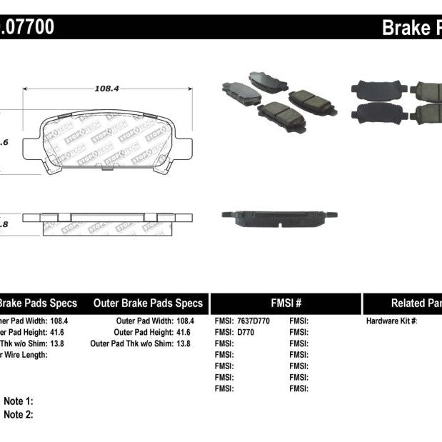 Stoptech 309.07700 - STO309.07700 - StopTech Performance 02-03 WRX Rear Brake Pads - Shipped in Europe - Tuningsupply.com