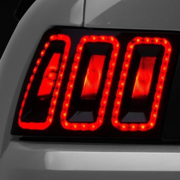 Raxiom 100807 - RAX100807 - Raxiom 99-04 Ford Mustang Excluding 99-01 Cobra Icon LED Tail Lights- Black Housing (Smoked Lens) - Shipped in Europe - Tuningsupply.com