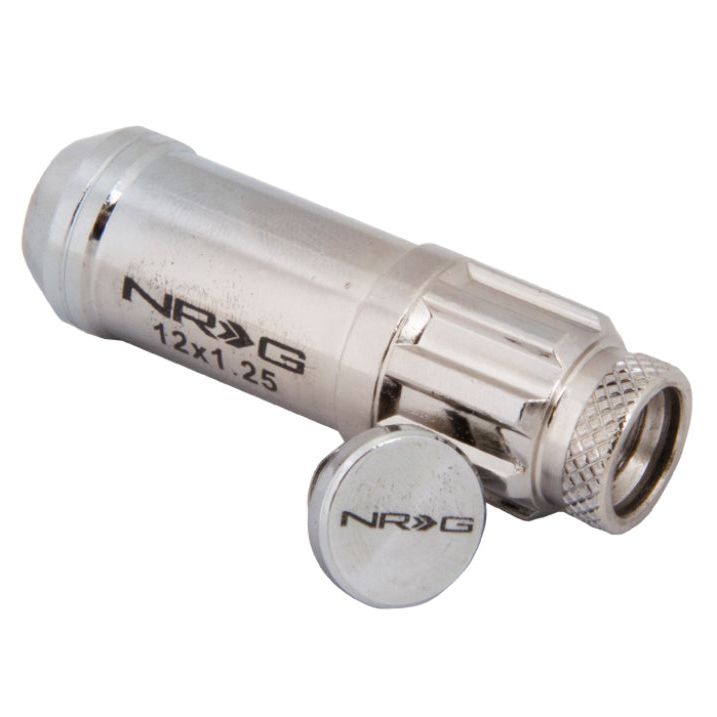 NRG LN-LS710SL-21 - NRGLN-LS710SL-21 - NRG 700 Series M12 X 1.25 Steel Lug Nut w/Dust Cap Cover Set 21 Pc w/Locks & Lock Socket - Silver - Shipped in Europe - Tuningsupply.com