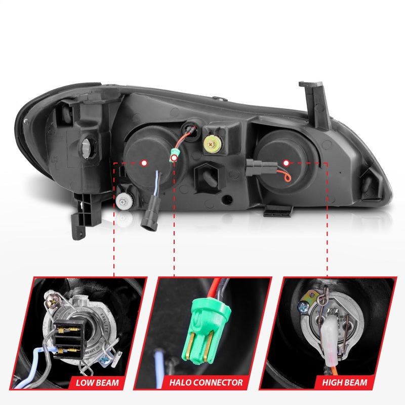 ANZO 121077 - ANZ121077 - ANZO 2000-2004 Infiniti I30 Projector Headlights w/ Halo Black - Shipped in Europe - Tuningsupply.com