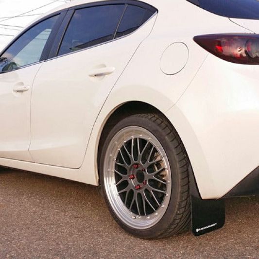 Rally Armor MF31-UR-BLK/WH - RALMF31-UR-BLK/WH - Rally Armor 14-18 Mazda3 Black UR Mud Flap w/White Logo - Shipped in Europe - Tuningsupply.com