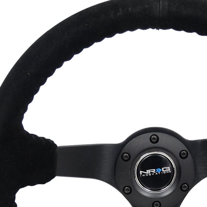 NRG RST-036MB-S-BK - NRGRST-036MB-S-BK - NRG Reinforced Steering Wheel (350mm / 3in. Deep) Blk Suede/Blk Bball Stitch w/5mm Matte Black Spoke - Shipped in Europe - Tuningsupply.com