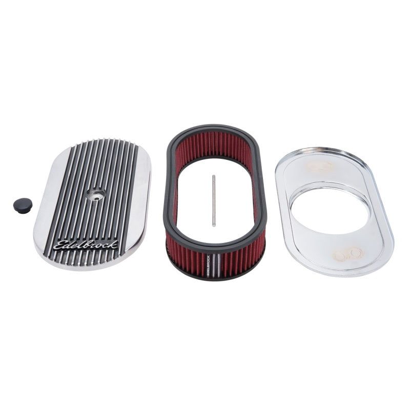 Edelbrock 4273 - EDE4273 - Edelbrock Air Cleaner Elite II Oval Single 4-Bbl Carb 2 5In Red Element Polished - Shipped in Europe - Tuningsupply.com