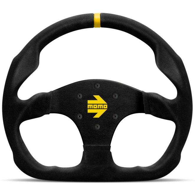MOMO R1960/32S - MOMR1960/32S - Momo MOD30 Steering Wheel 320 mm - Black Suede/Black Spokes/1 Stripe - Shipped in Europe - Tuningsupply.com