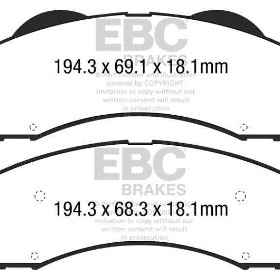EBC DP43034R - EBCDP43034R - EBC 15+ Ford F150 2.7 Twin Turbo (2WD) Yellowstuff Front Brake Pads - Shipped in Europe - Tuningsupply.com