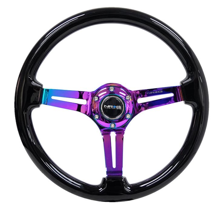 NRG RST-018BK-MC - NRGRST-018BK-MC - NRG Reinforced Steering Wheel (350mm / 3in. Deep) Blk Wood w/Blk Matte Spoke/Neochrome Center Mark - Shipped in Europe - Tuningsupply.com